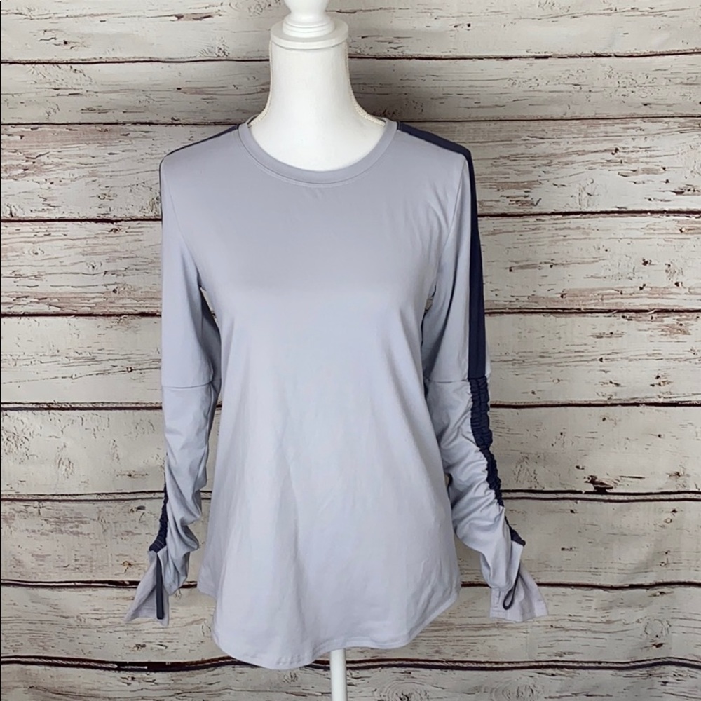 Fabletics Grey/Blue Long Sleeve Workout Top
